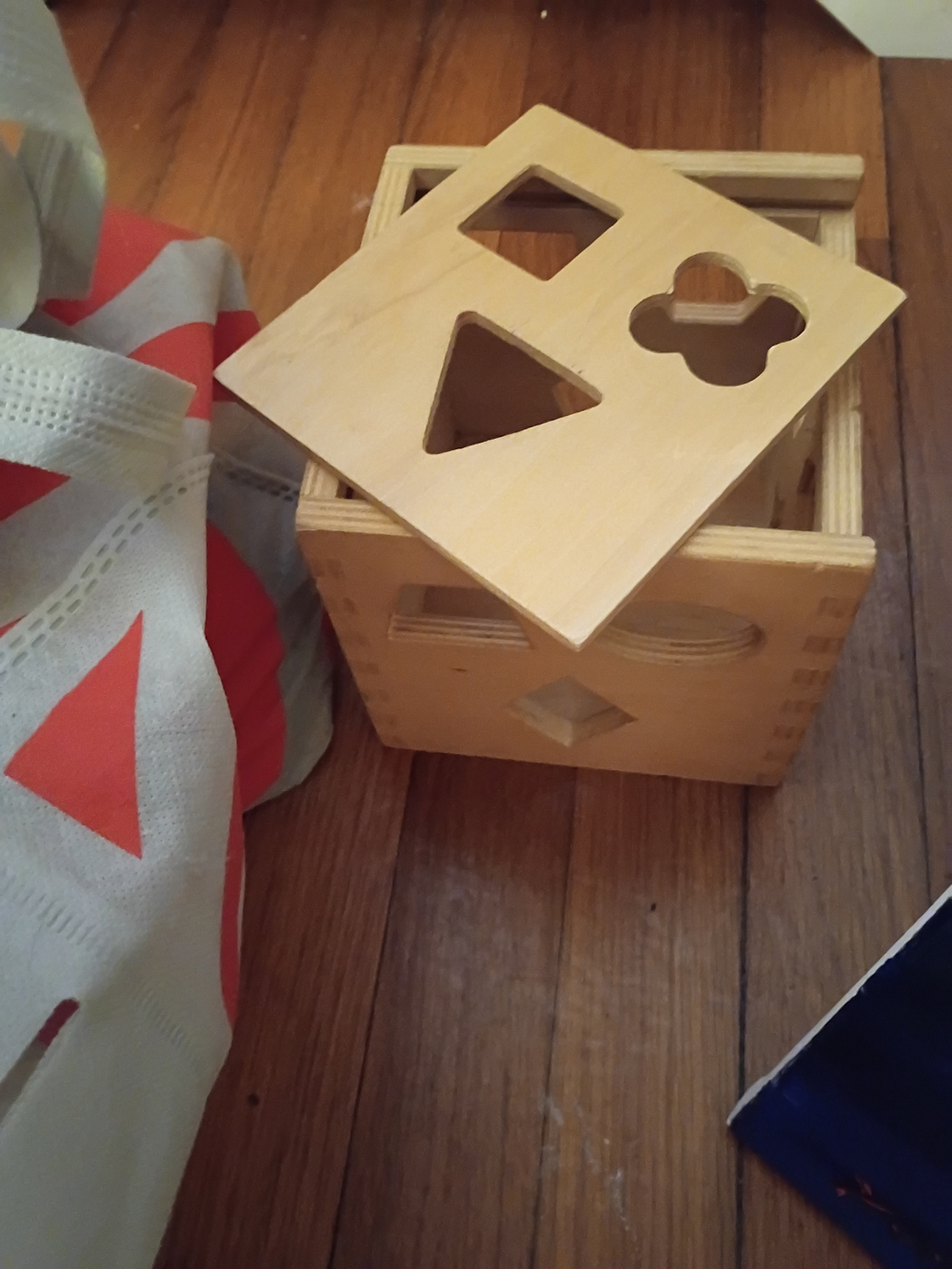 Wooden Shape Sorting Cube - Natural Wood